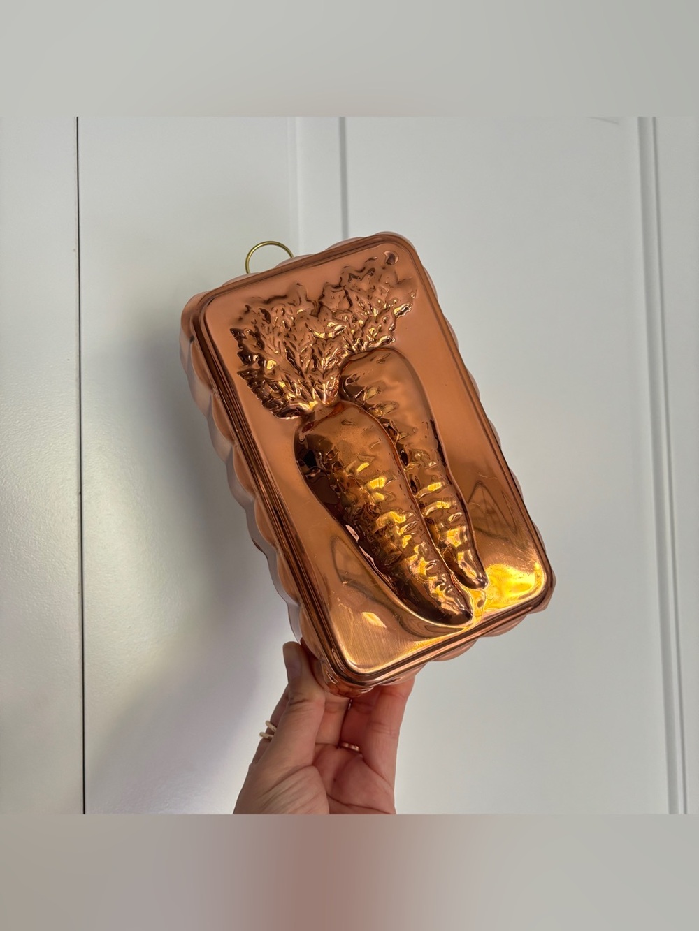 Vintage Wall Hanging Copper Carrot Loaf Pan Mold, Rustic Country Farmhouse Decor